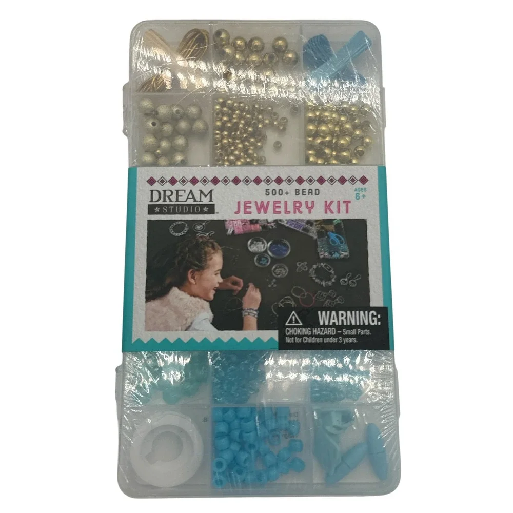 Dream Studio Jewelry Kit 500+ Beads Gold Blue DIY Bracelet Necklace‎ Making Set